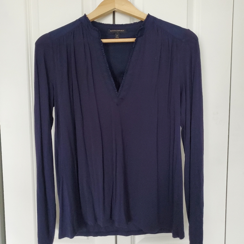 Long sleeve navy blouse